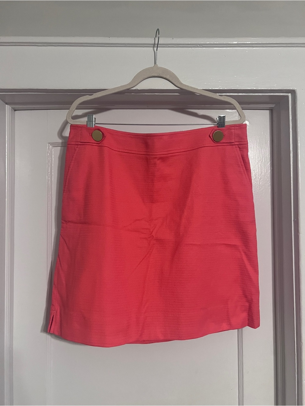 Ann Taylor Factory Coral A-Line Skirt with Button Accents